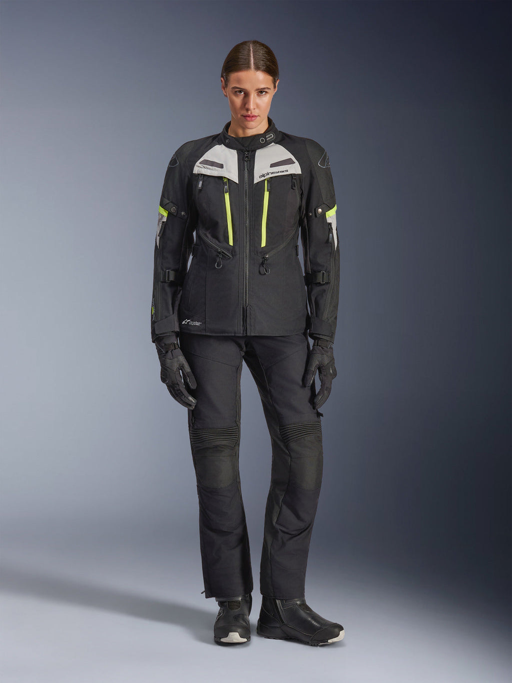 Dámská bunda Alpinestars Stella Bogota PRO Drystar černá/šedá/žlutá fluo