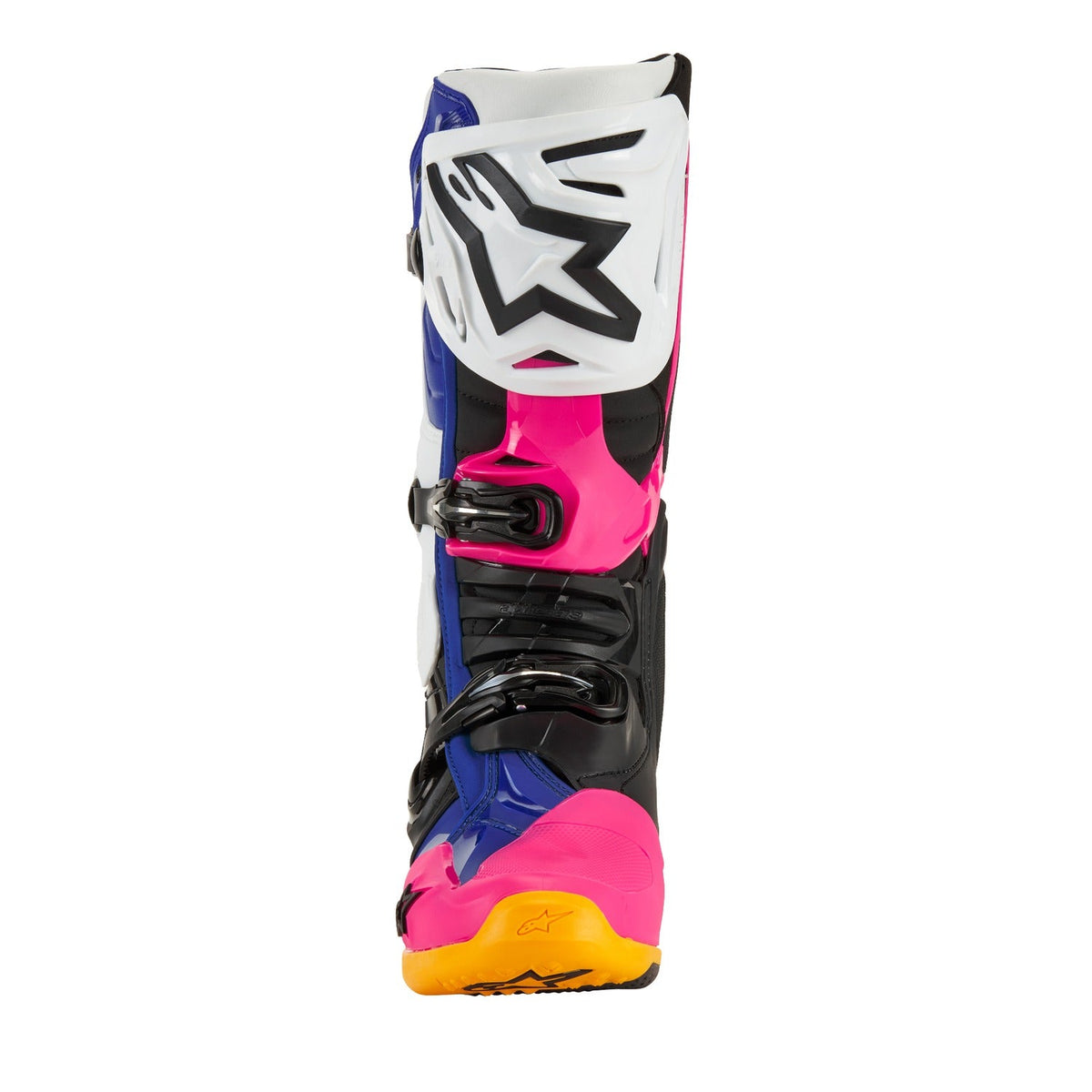 Boty Alpinestars Tech 10 limitovaná edice Coast bílá/tmavě modrá/růžová/žlutá fluo/oranžová/černá