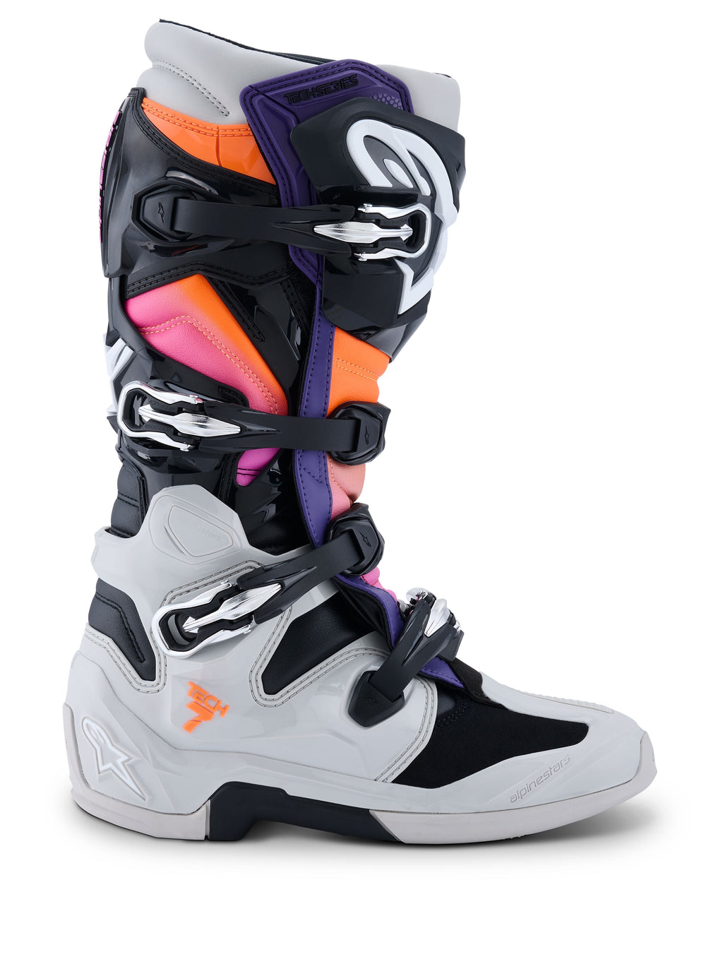 Boty Alpinestars Tech 7 černá/světle šedá/oranžová fluo/gradient