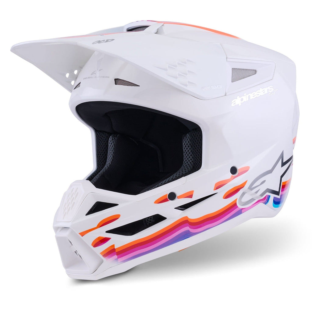 Přilba Alpinestars S-M3 Force bílá/žlutá/růžová/fialová