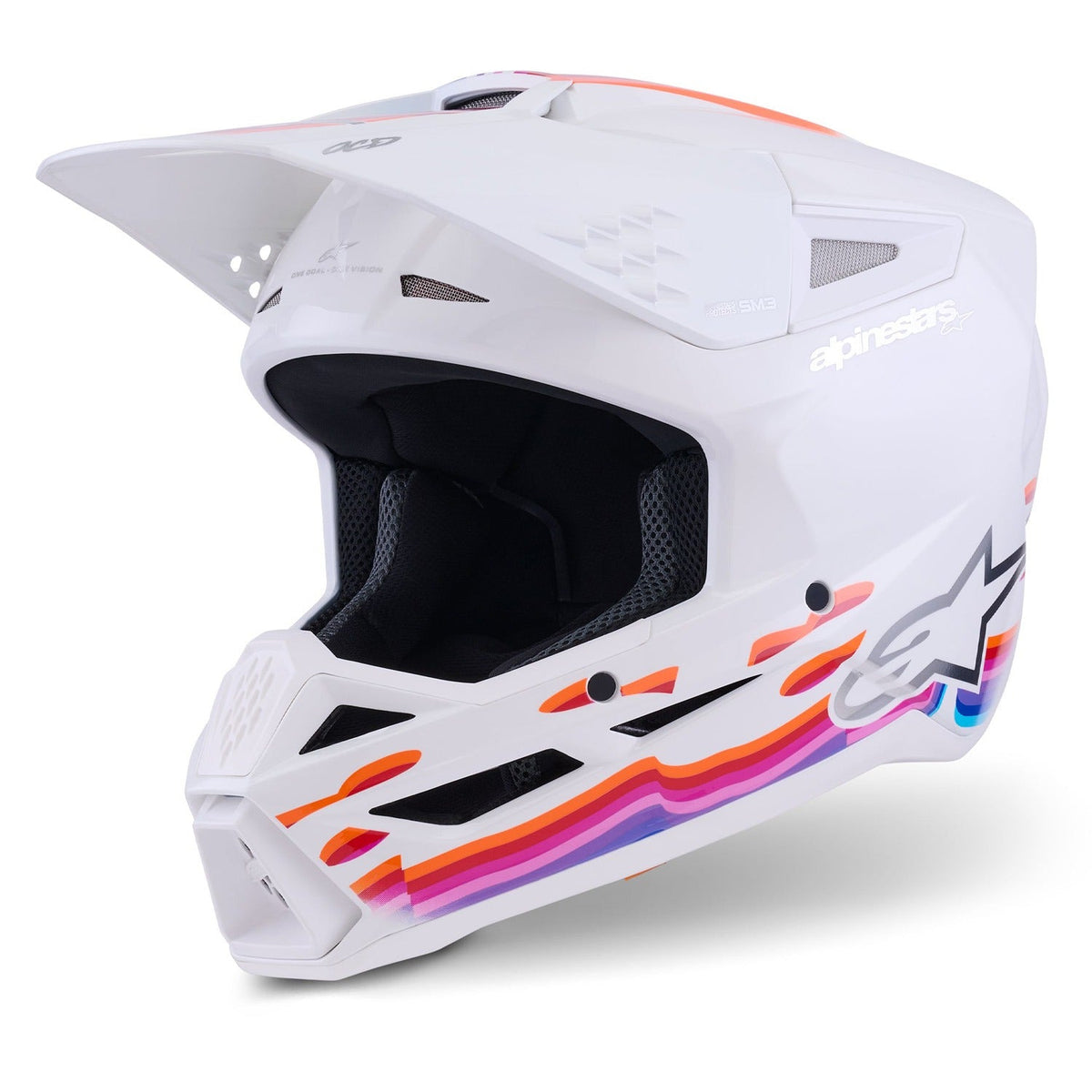 Přilba Alpinestars S-M3 Force bílá/žlutá/růžová/fialová