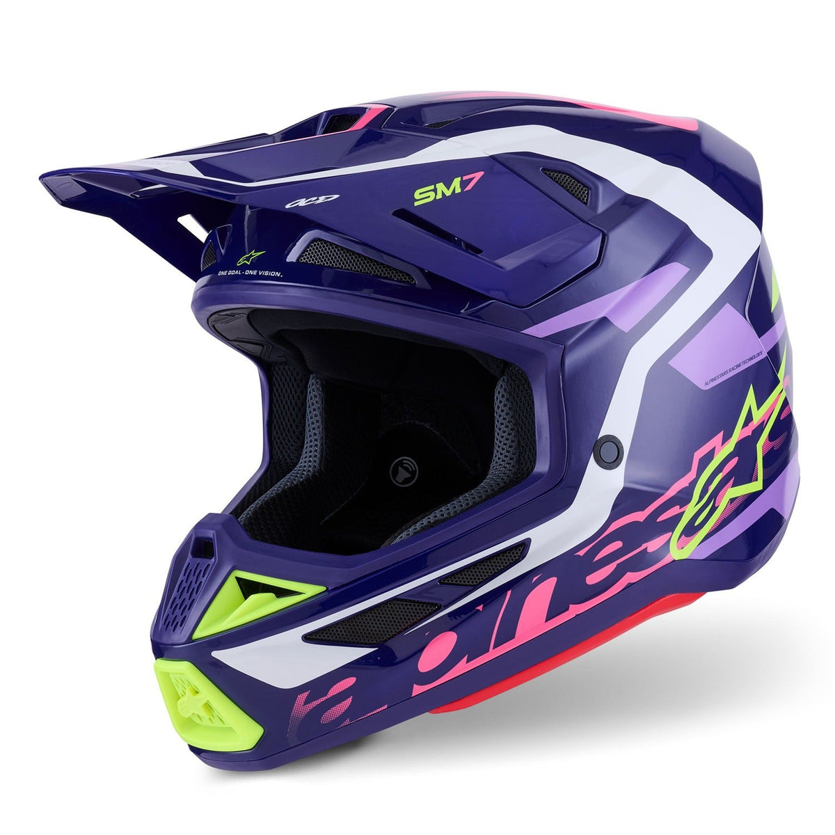 Přilba Alpinestars Supertech S-M7 Deed fialová/růžová/bílá/žlutá fluo