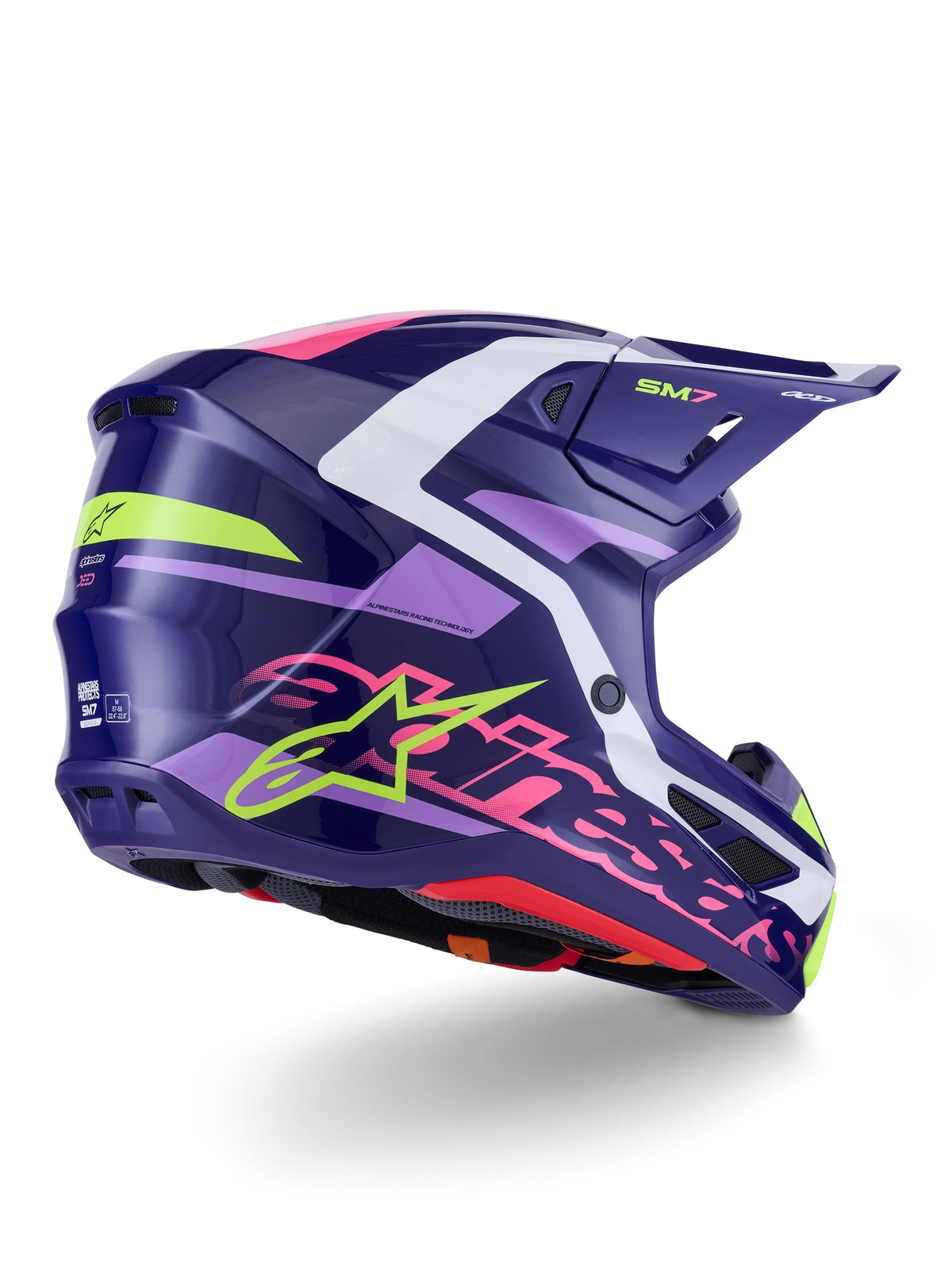 Přilba Alpinestars Supertech S-M7 Deed fialová/růžová/bílá/žlutá fluo