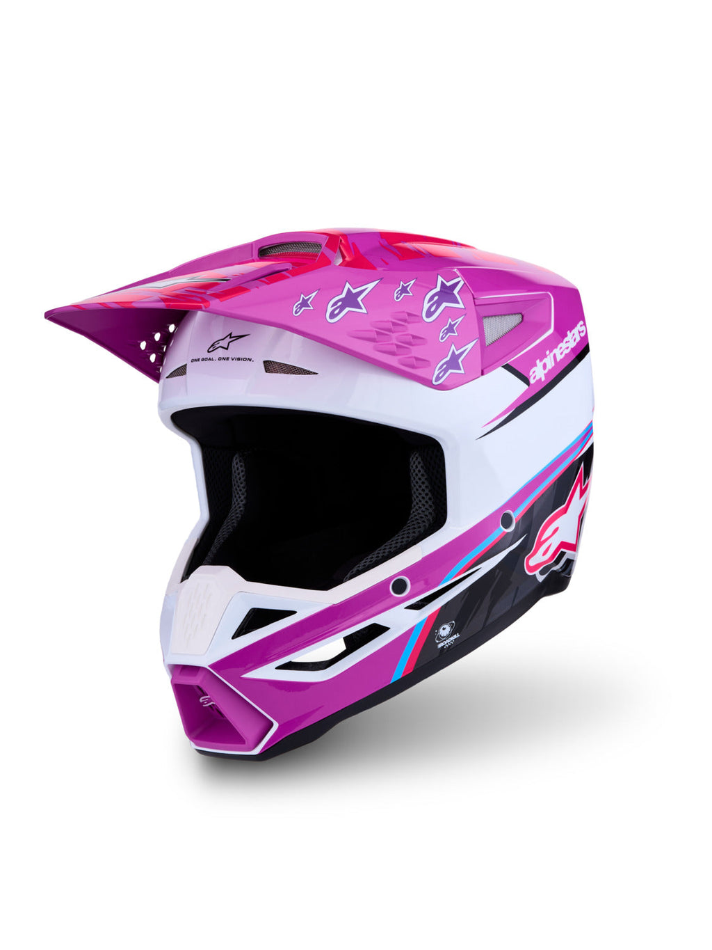 Přilba Alpinestars S-M3 Falcon fialová/bílá/černá/růžová fluo