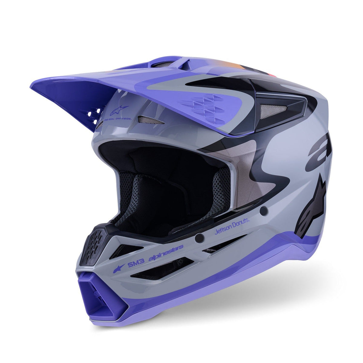 Dětská přilba Alpinestars S-M3 edice Jett Lawrence šedá/fialová/černá