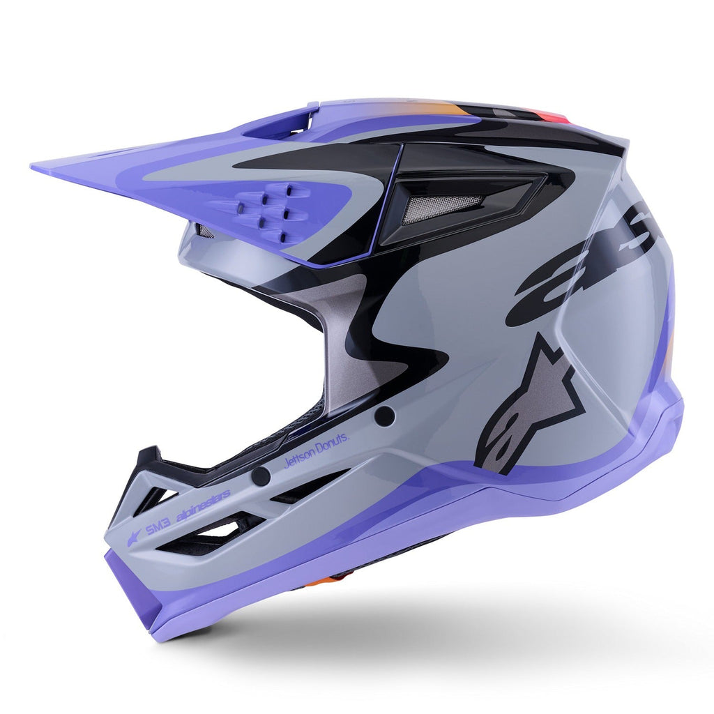 Dětská přilba Alpinestars S-M3 edice Jett Lawrence šedá/fialová/černá
