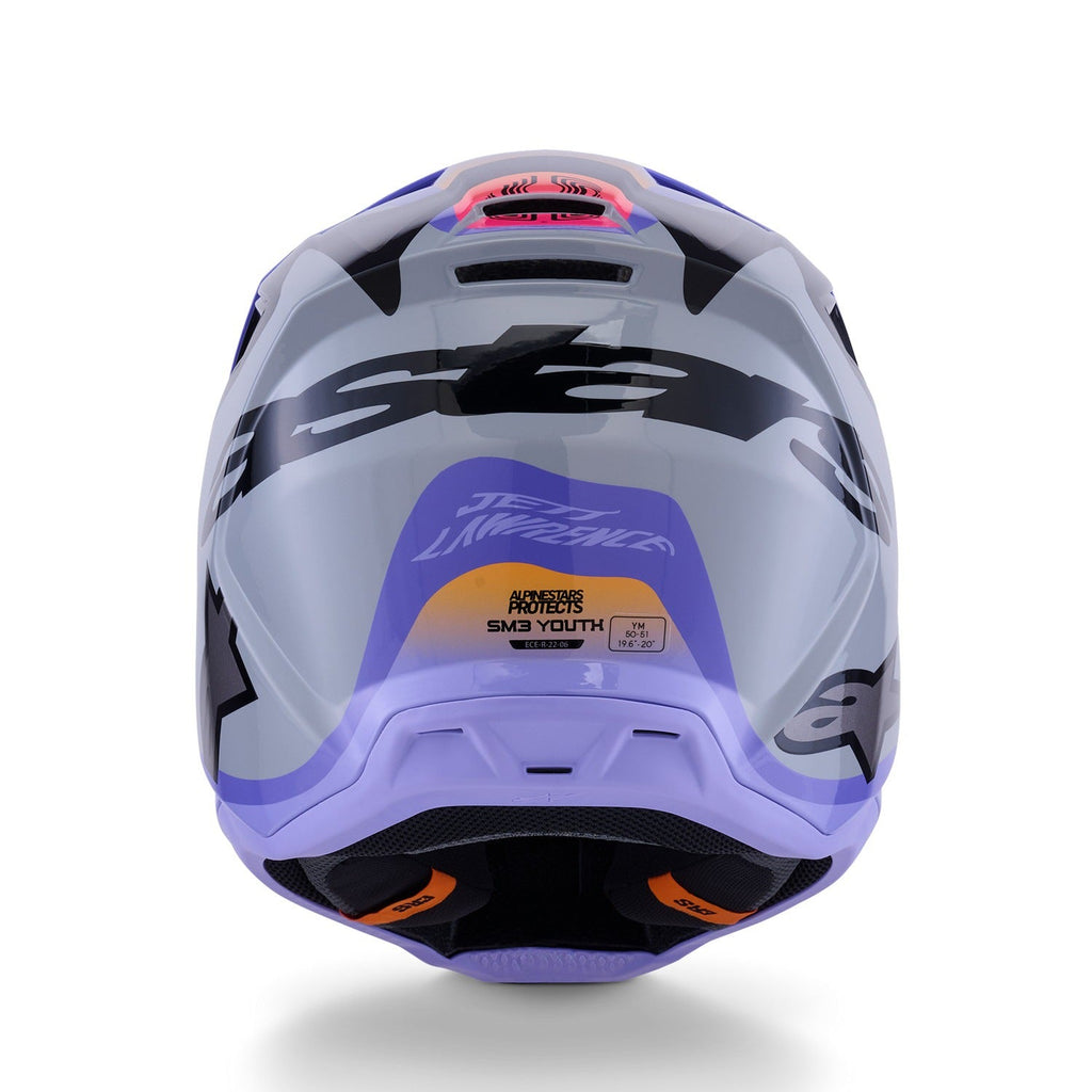 Dětská přilba Alpinestars S-M3 edice Jett Lawrence šedá/fialová/černá