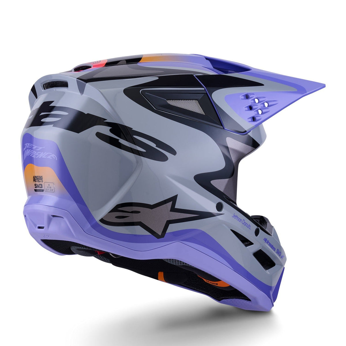 Dětská přilba Alpinestars S-M3 edice Jett Lawrence šedá/fialová/černá