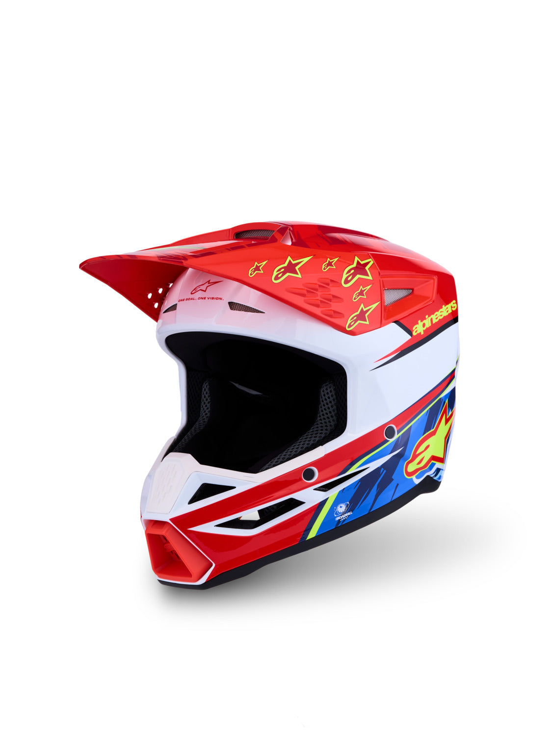 Dětská přilba Alpinestars S-M3 Falcon červená fluo/bílá/žlutá fluo