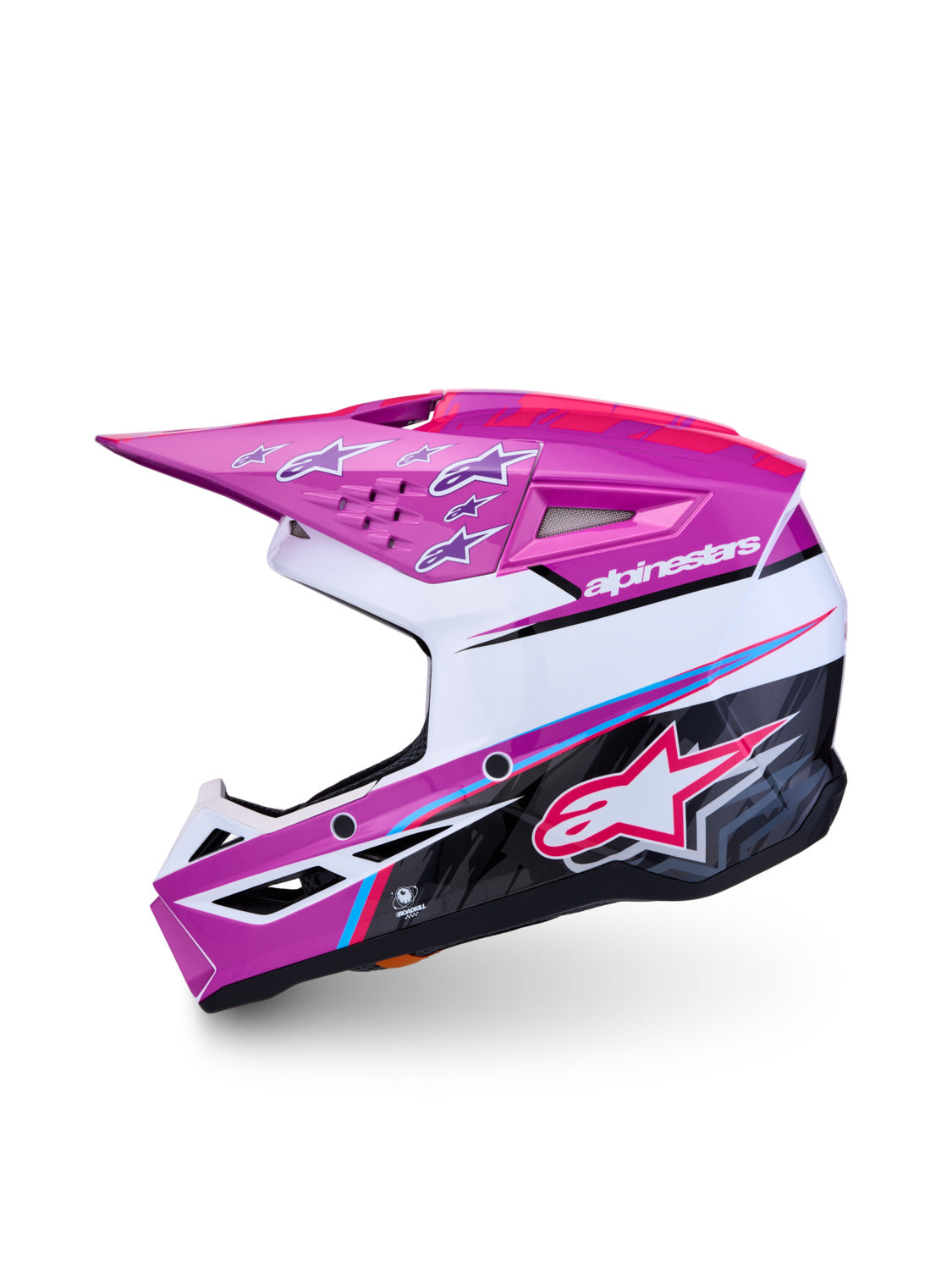 Dětská přilba Alpinestars S-M3 Falcon fialová/bílá/černá/růžová fluo
