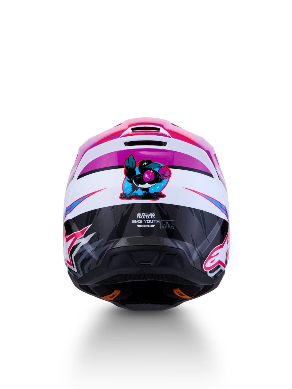 Dětská přilba Alpinestars S-M3 Falcon fialová/bílá/černá/růžová fluo