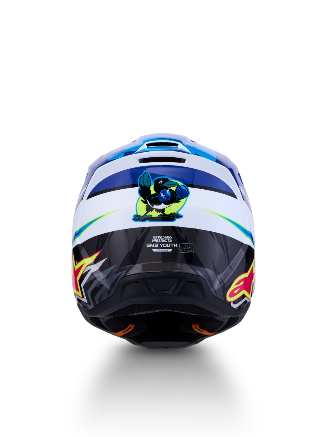 Dětská přilba Alpinestars S-M3 Falcon modrá/bílá/černá/růžová fluo/žlutá fluo