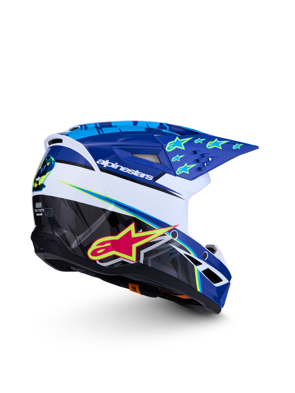 Dětská přilba Alpinestars S-M3 Falcon modrá/bílá/černá/růžová fluo/žlutá fluo