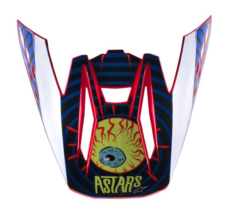 Kšilt pro přilby Alpinestars S-M5 Solar Flare černá/modrá/červená fluo/žlutá fluo, verze ECE 22.05