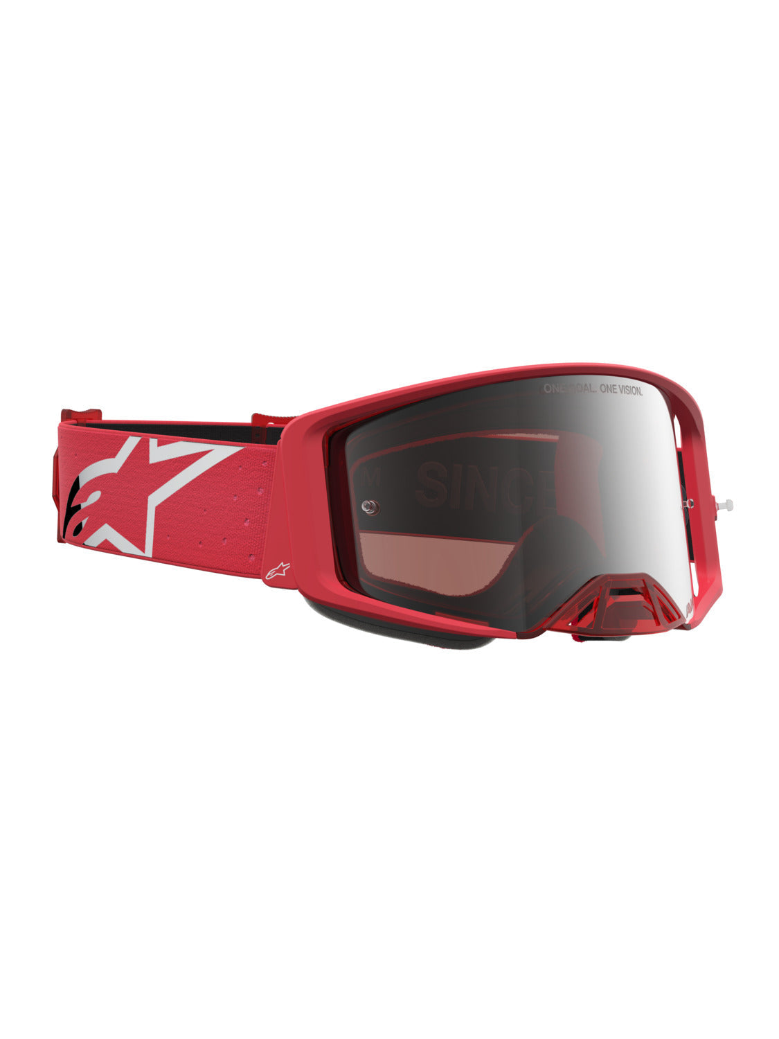 Brýle Alpinestars Supertech Vesta červená fluo/chrom, zrcadlové stříbrné plexi