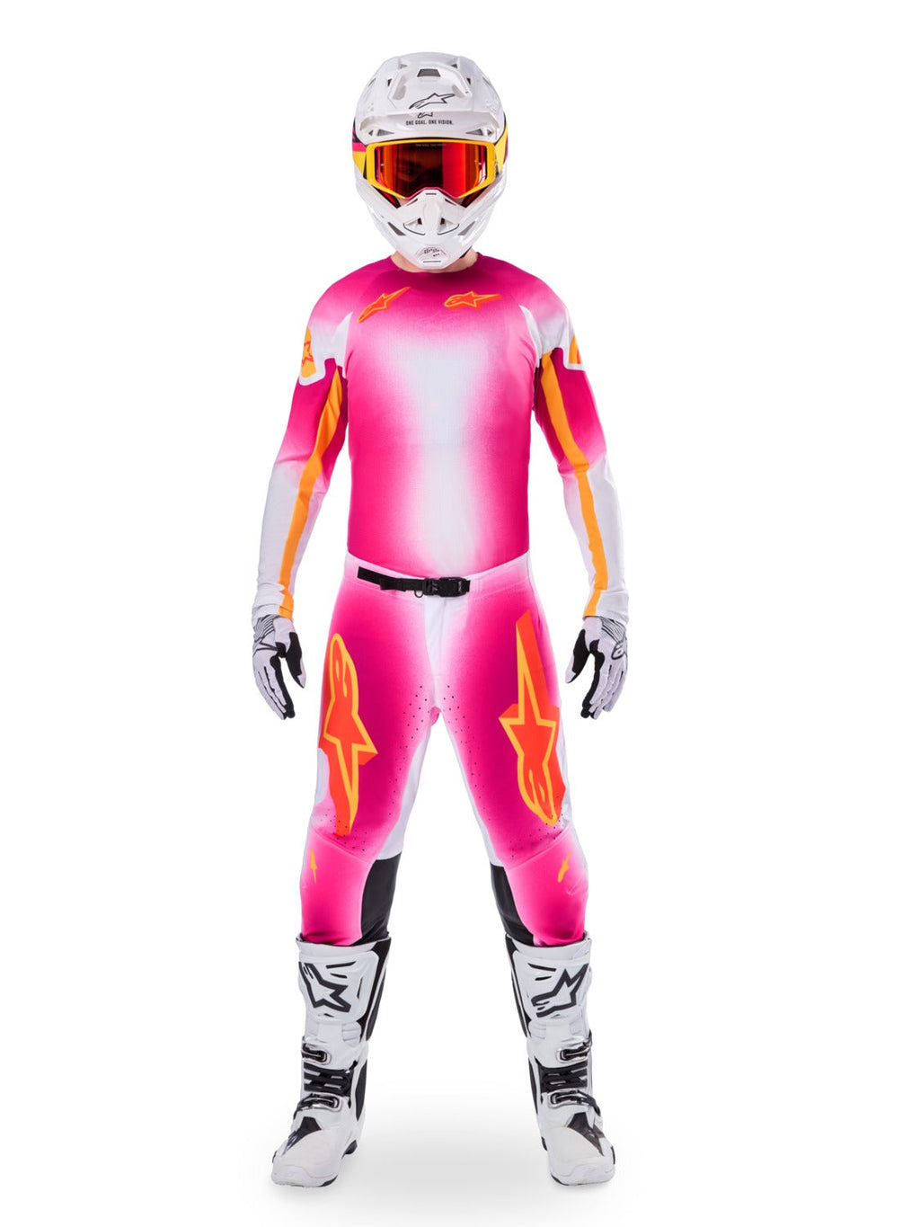 Dres Alpinestars Supertech SX AFD limitovaná edice MIG růžová fluo/bílá/oranžová