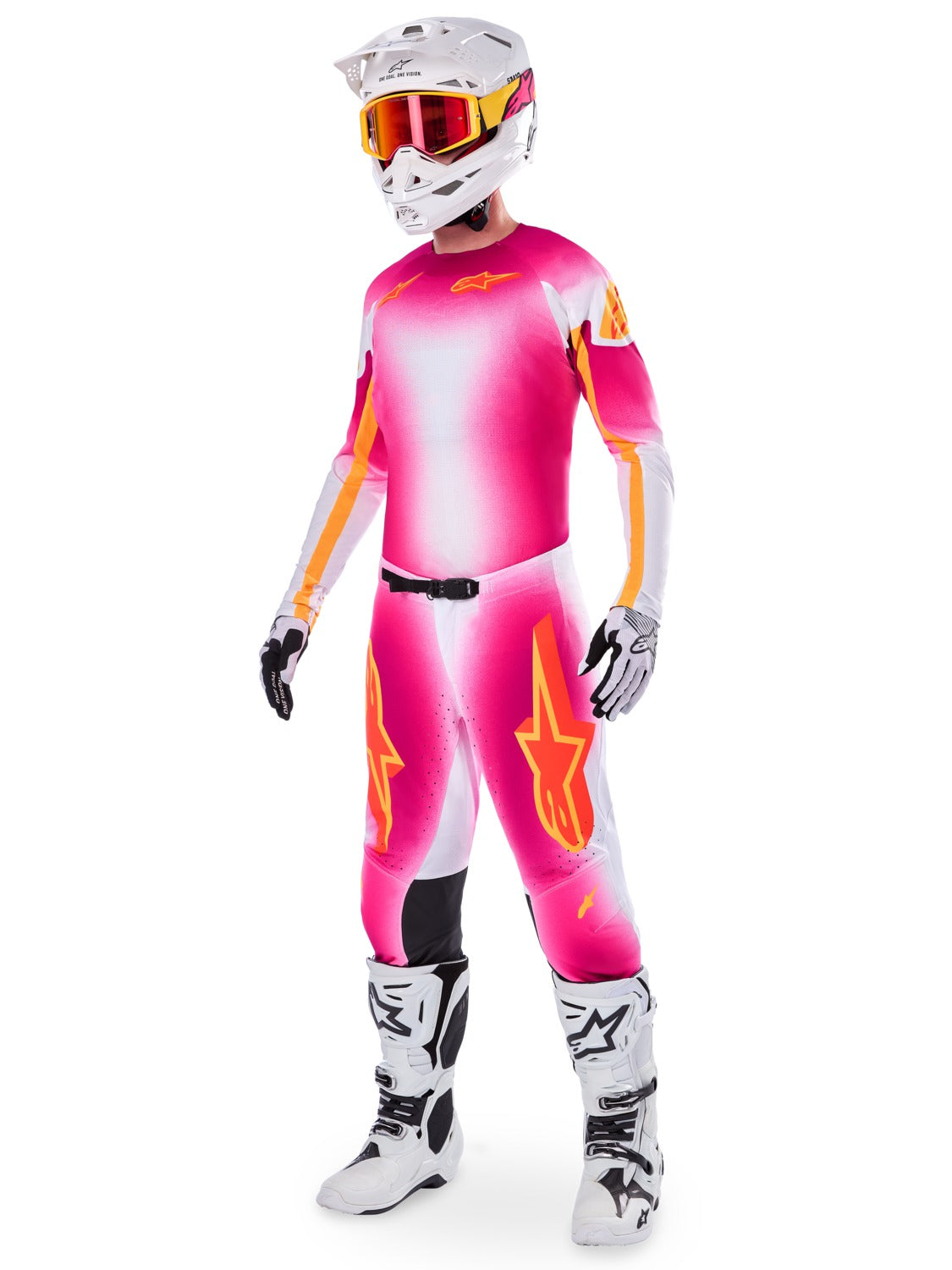 Dres Alpinestars Supertech SX AFD limitovaná edice MIG růžová fluo/bílá/oranžová
