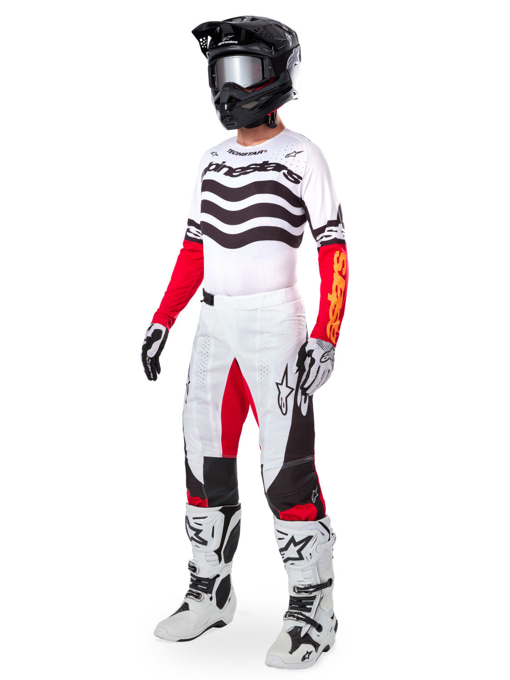 Dres Alpinestars Techstar limitovaná edice Deep černá/bílá/červená fluo/oranžová