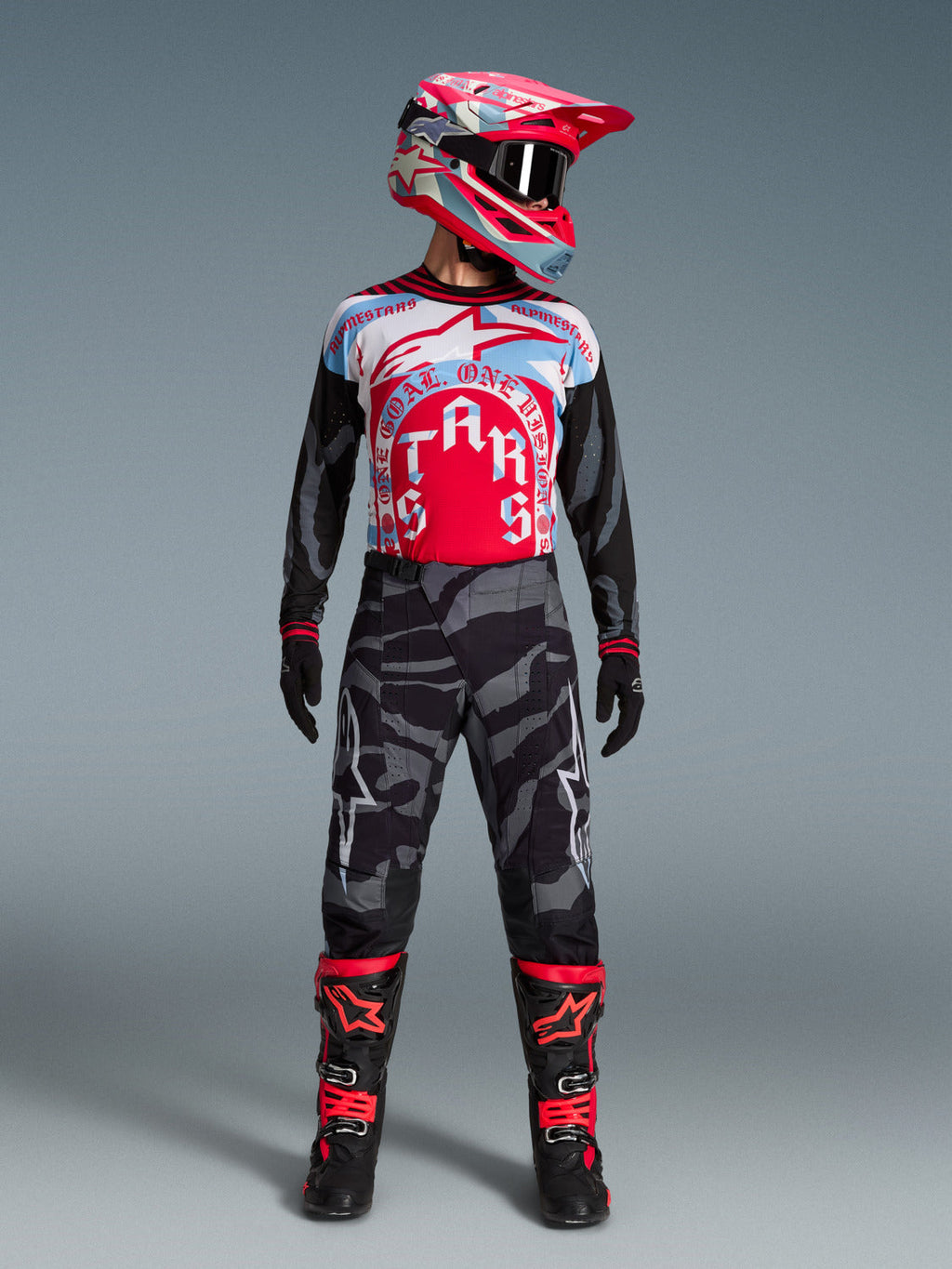 Kalhoty Alpinestars Techstar limitovaná edice Beast Coast šedá/černá/oranžová